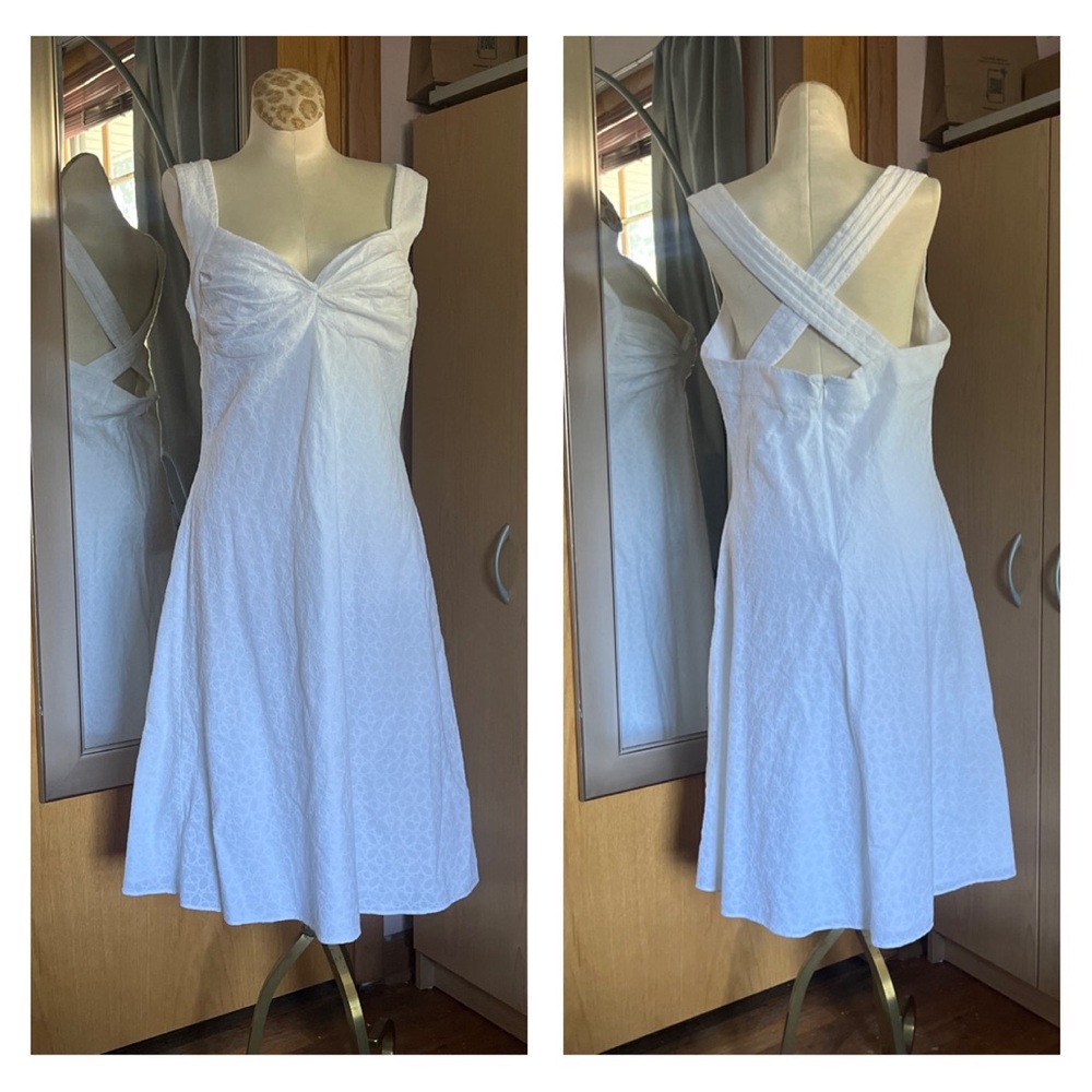 Calvin Klein White Sleeveless Twist-Front Sundress